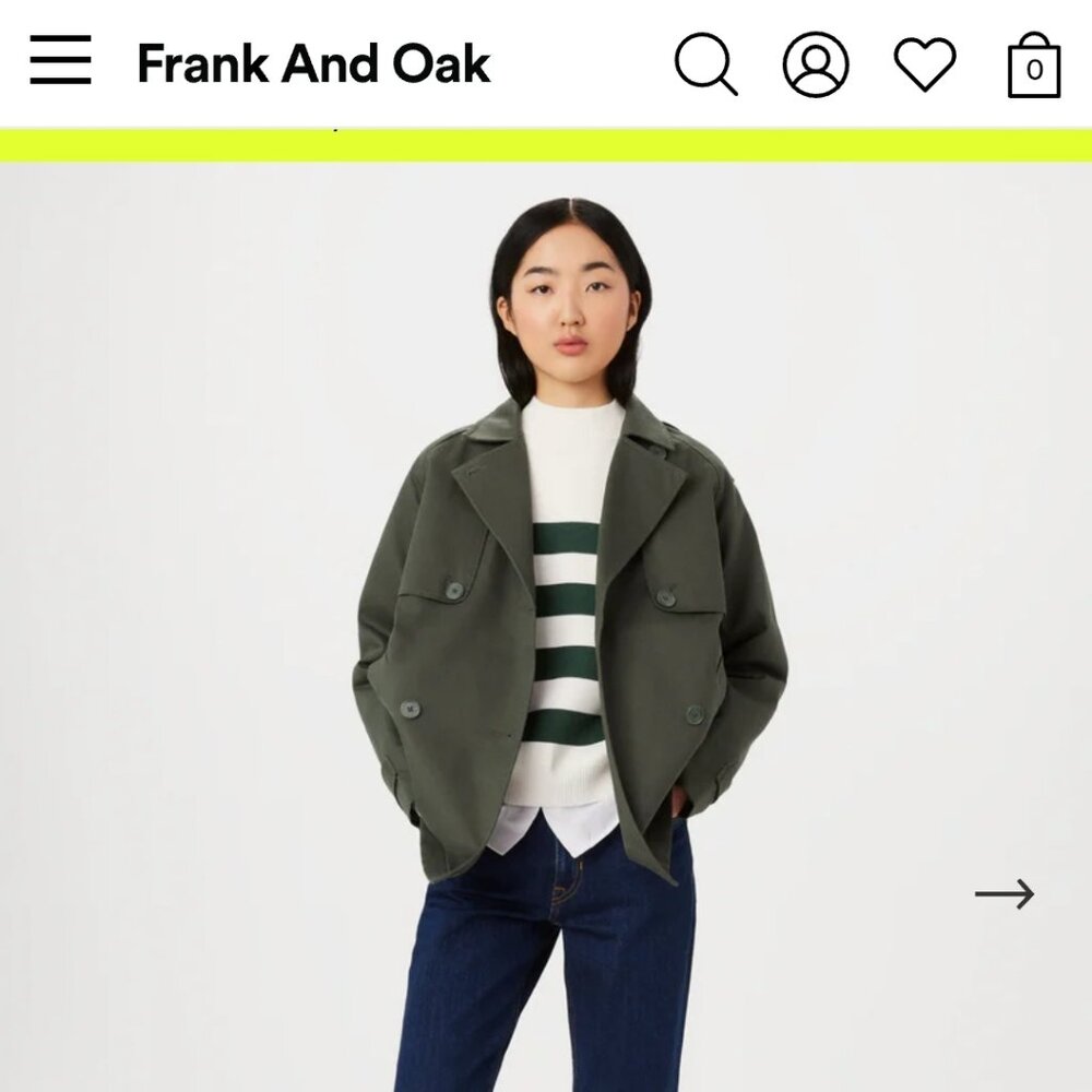 Frank & Oak Green Trench Coat